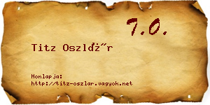 Titz Oszlár névjegykártya